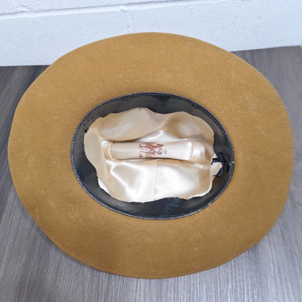 Imperial Merino Cowboy Hat Mens Tan Wool Felt Western Band Feather Vintage